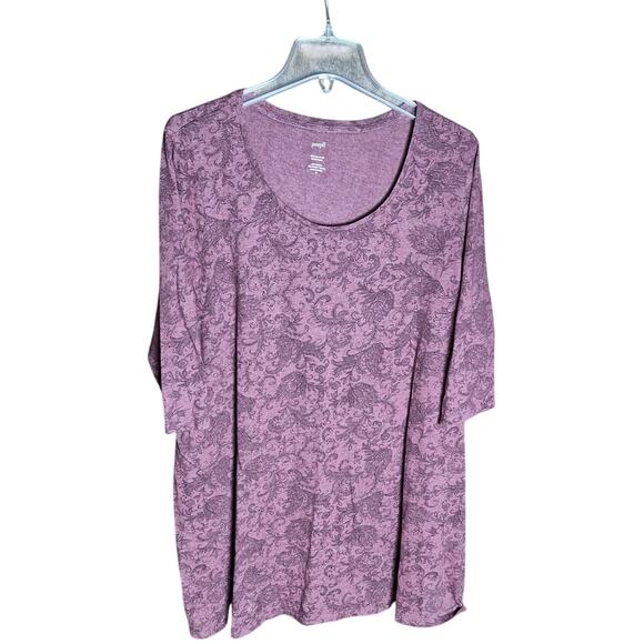 Pure Jill J. Jill Women XL Pink Mauve Floral Ballet Sleeve Tunic Length Top - Picture 1 of 7